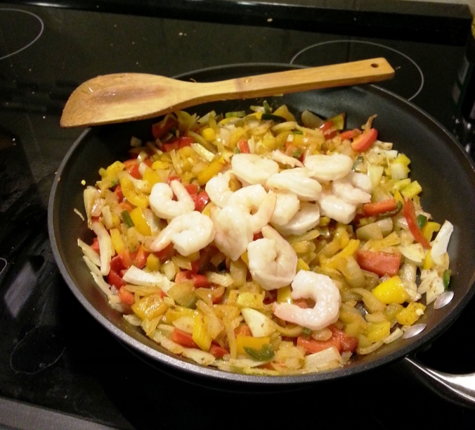 add shrimp to the veggies