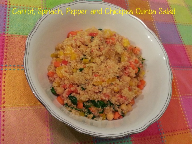 Carrot, Spinach, Pepper + Chickpea Quinoa Salad - i crashed the web