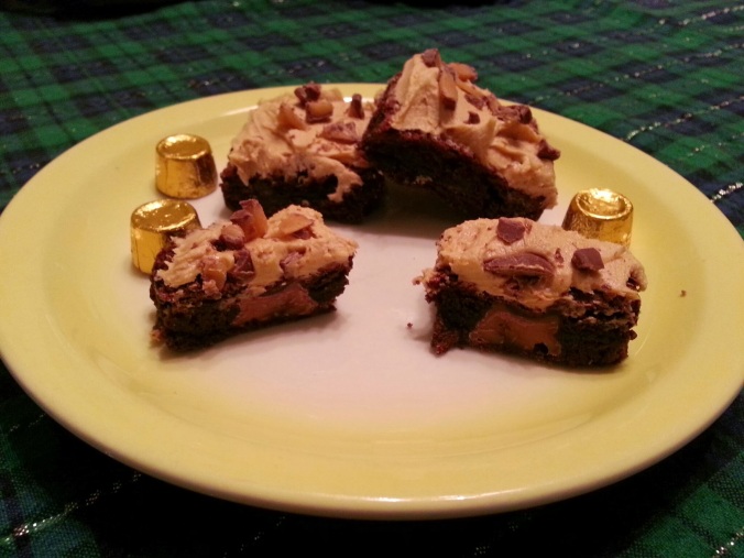 rolo stuffed brownies with peanut butter frosting ~ i crashed the web