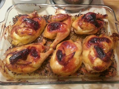 just one of the amazing meals my mom made when I was home - cornish hens with a wild rice stuffing