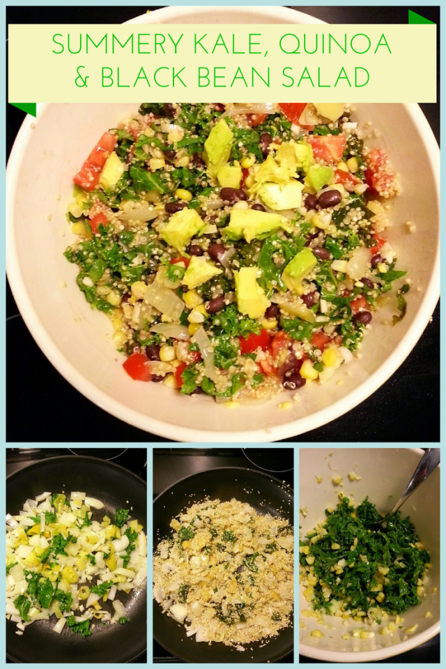 kale, quinoa, black bean and avocado salad