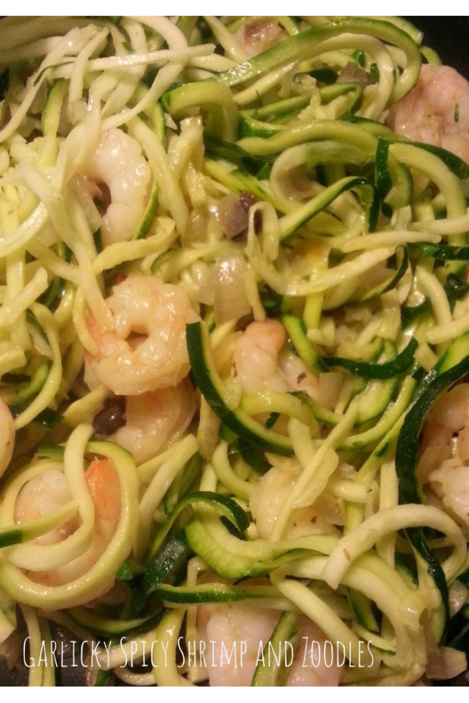 Garlicky Spicy Shrimp and Zoodles 