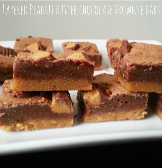 Layered peanut butter chocolate brownie bars