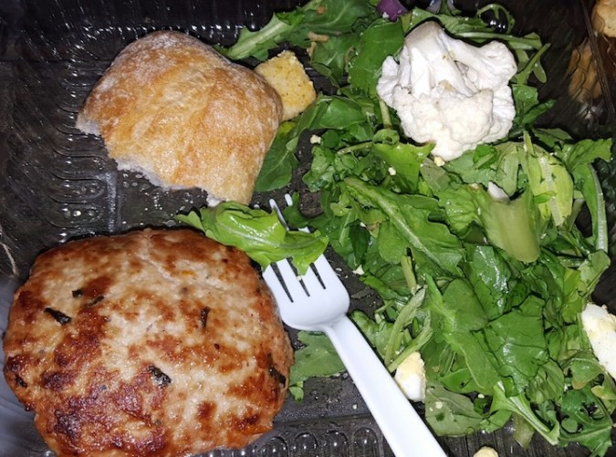 first meal there. Grilled turkey burgers (on the fire!) and salad and bread. Starting off great :)