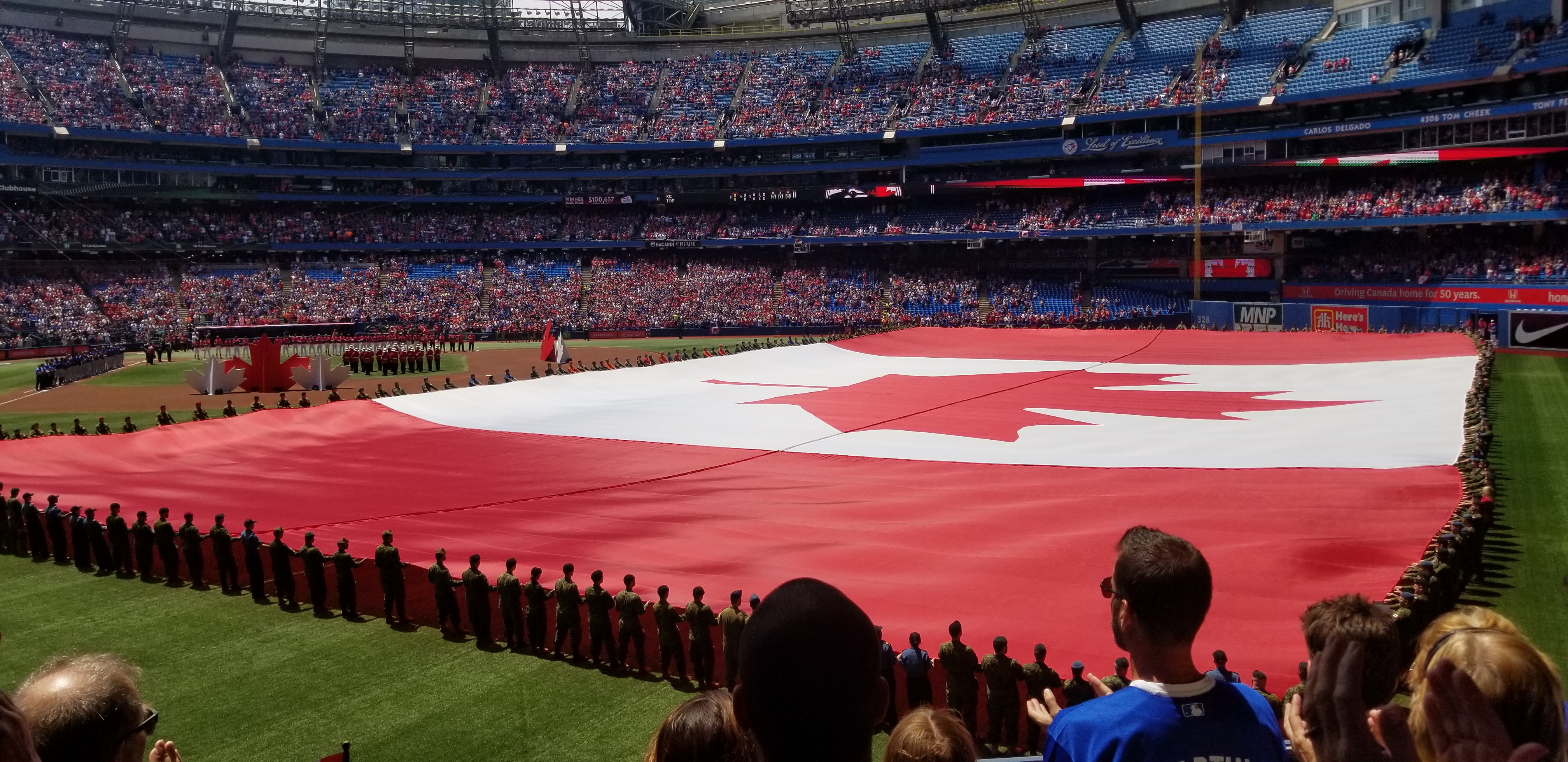 Toronto Blue Jays game Canada Day flag